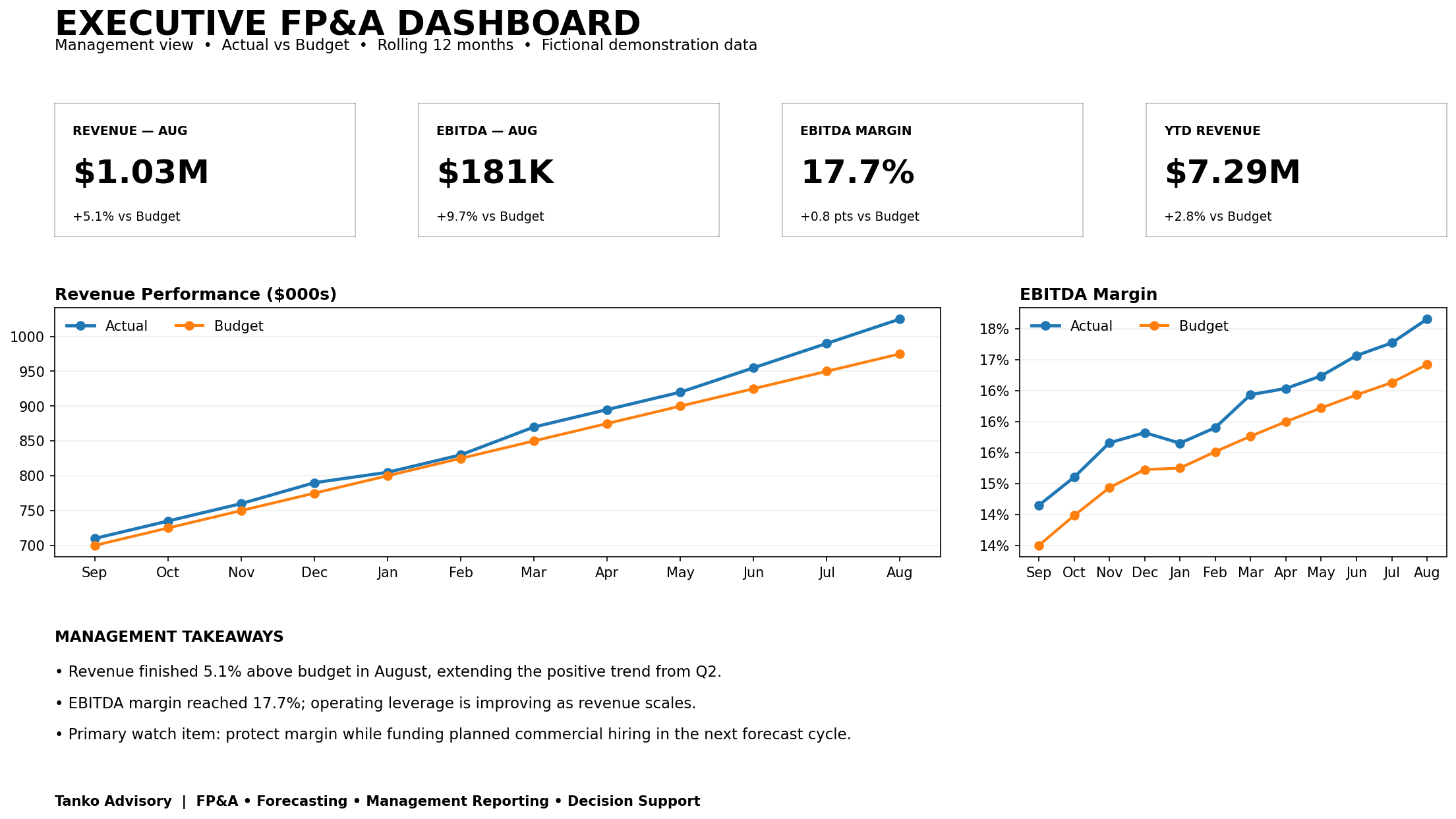 Executive FP&A dashboard